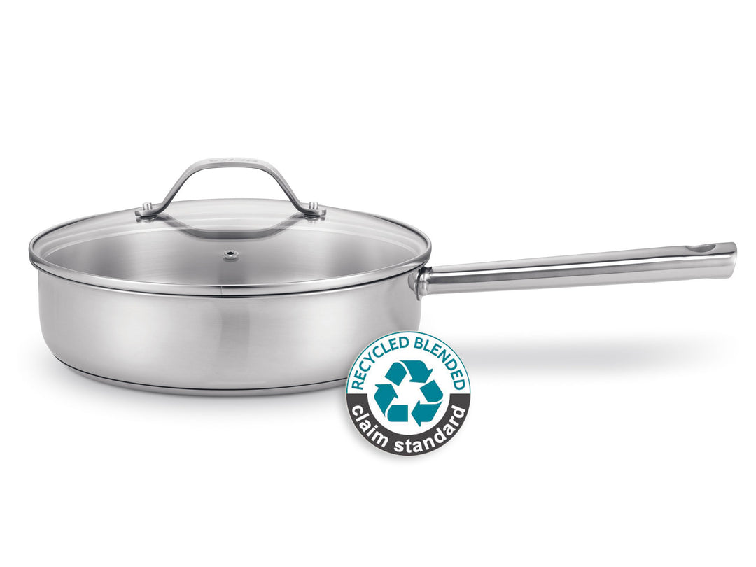 BEKA skillet CICLA 24 cm made from recycled stainless steel deep frypan with glass lid