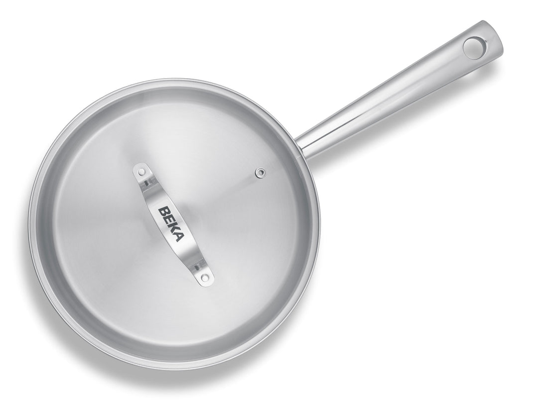 BEKA skillet CICLA 24 cm made from recycled stainless steel deep frypan with glass lid