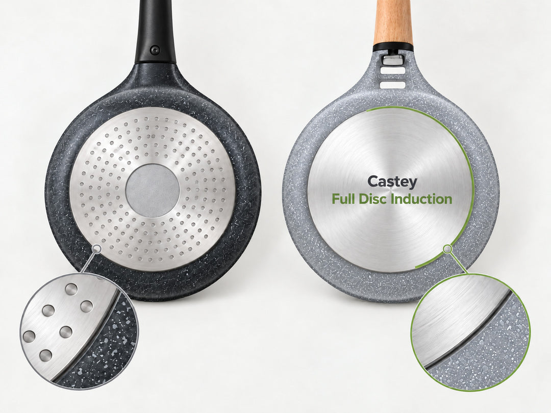 CASTEY Alu Guss Bratpfanne STONE CERAMIC 24 cm PFAS-frei abnehmbarer Holzgriff Induktion