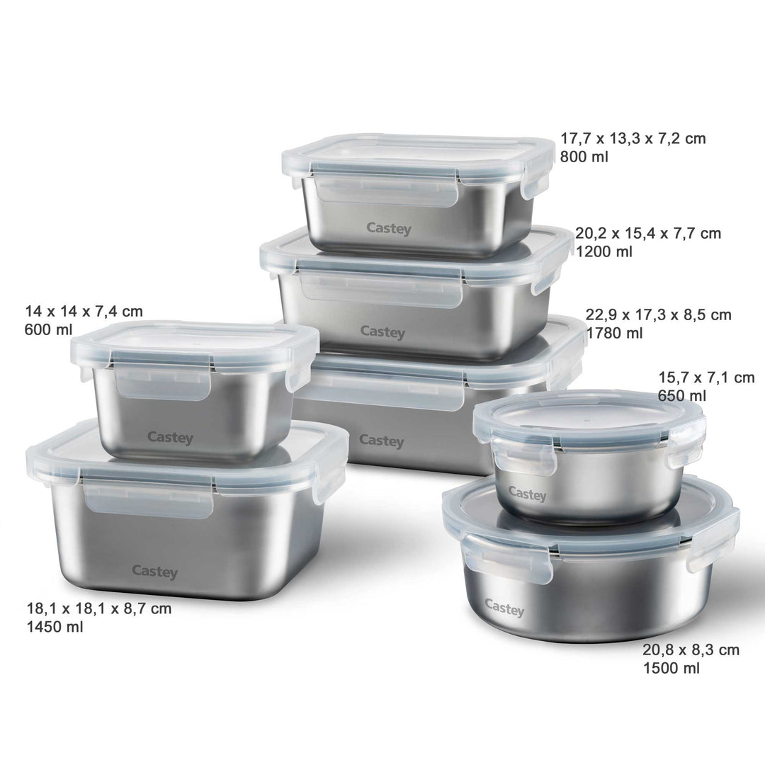 CASTEY food storage container stainless steel microwave-safe 0.8 l rectangular