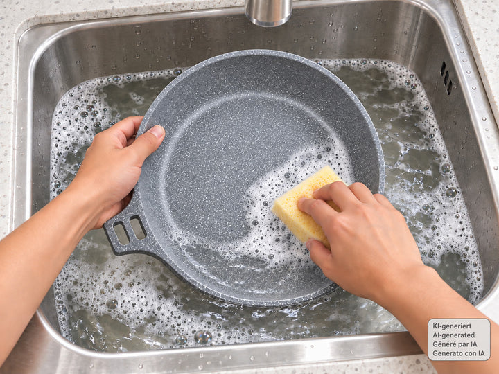 CASTEY Alu Guss Bratpfanne STONE CERAMIC 24 cm PFAS-frei abnehmbarer Holzgriff Induktion