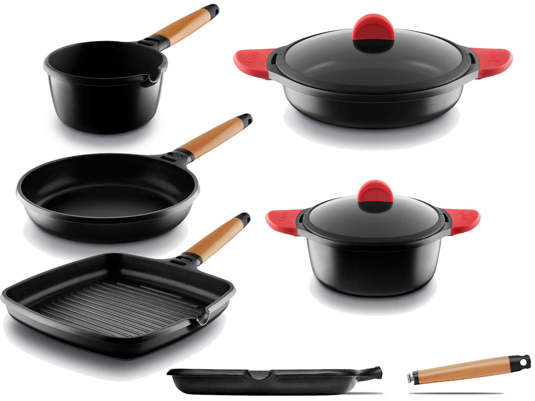 Cast Iron Frying Pan with Removable Handle (red enamel)