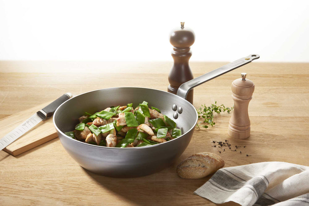 DE BUYER Bauernpfanne MINERAL B 28 cm Sauteuse Schwenkpfanne Eisenpfanne hoch