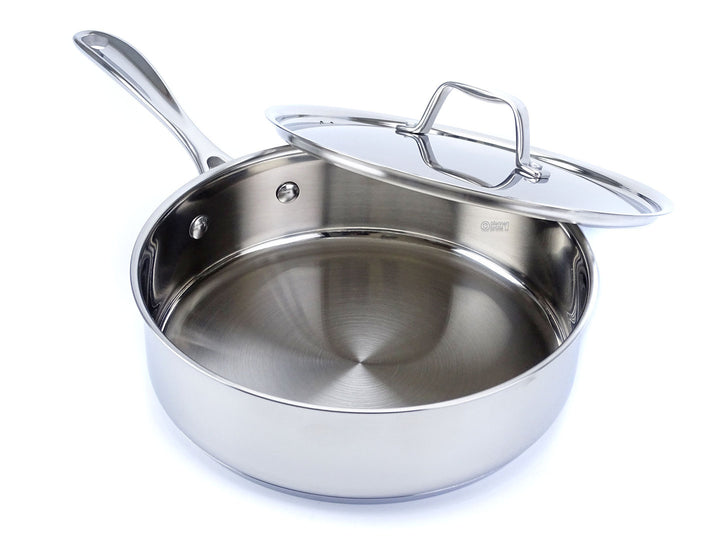 BEKA Schmorpfanne CHEF 24 cm mit Deckel Edelstahl Pfanne hoch unbeschichtet Induktion