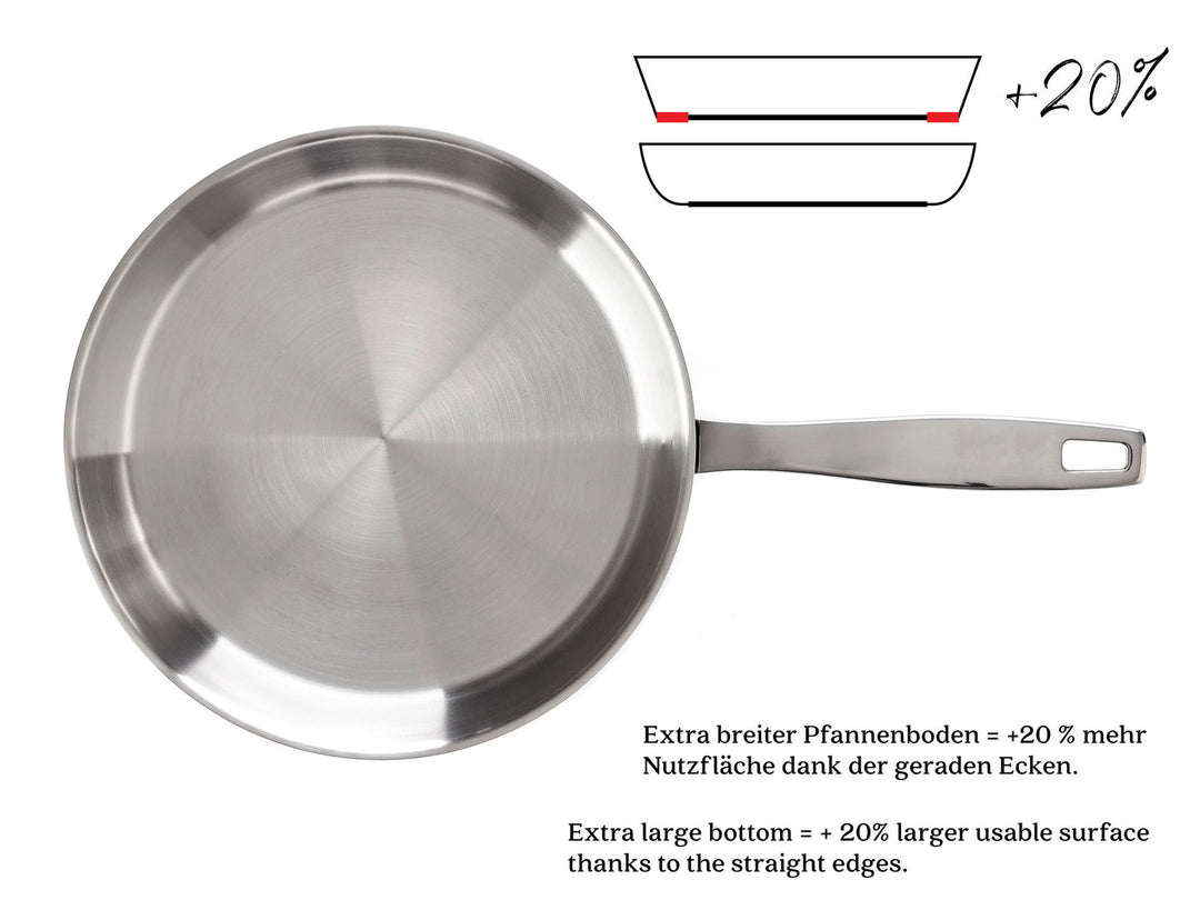 stainless steel frypan uncoated 24 cm medium induction –