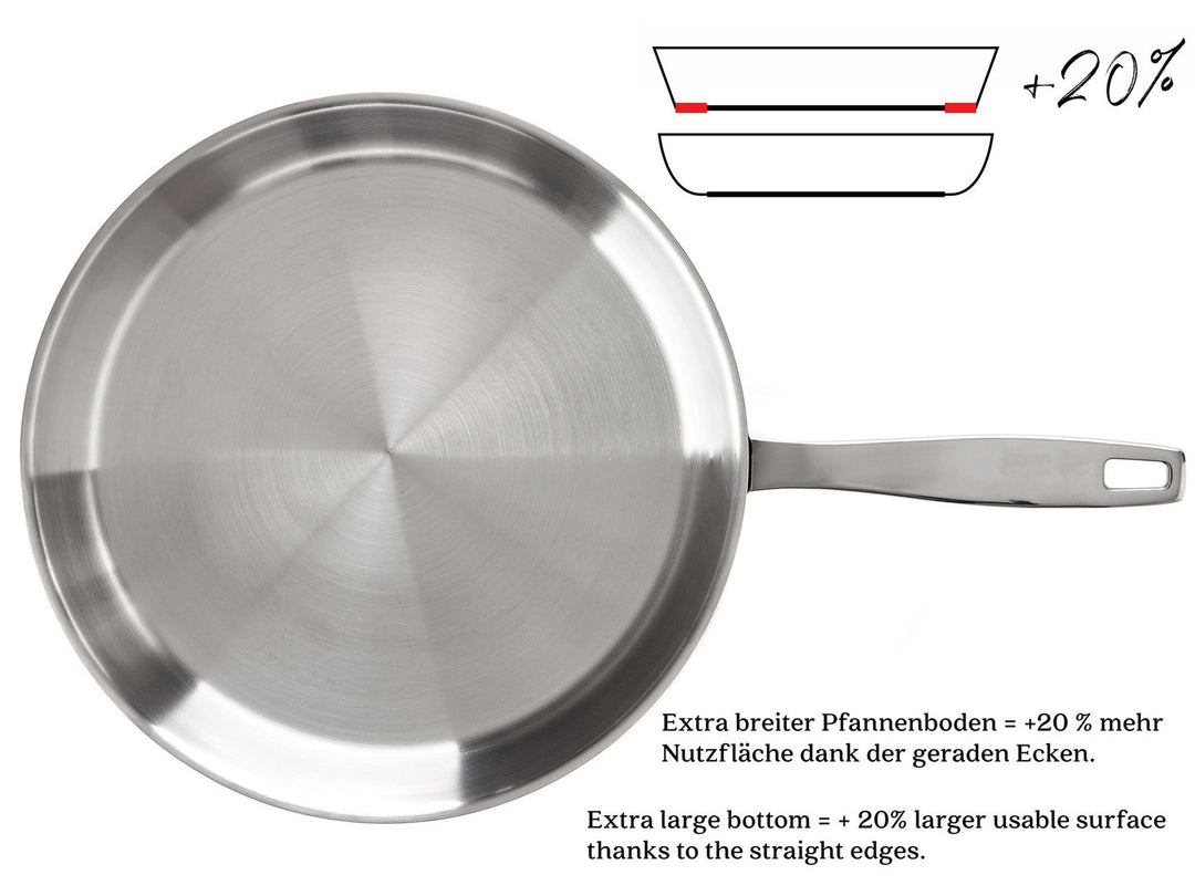 stainless steel frypan uncoated 28 cm large induction –