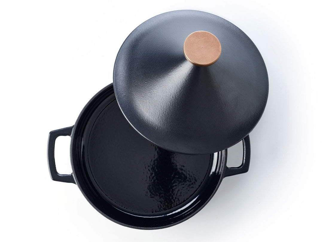 Nori Wok Fonte avec Couvercle 30 cm noir