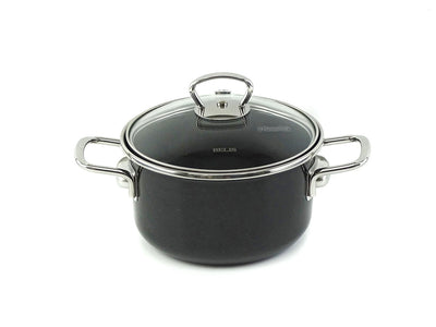 BELIS Stahl-Emaille Kochtopf PREMIUM 16 cm SCHWARZ