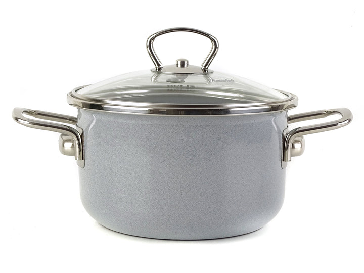 BELIS steel-enamel casserole PREMIUM 16 cm GREY