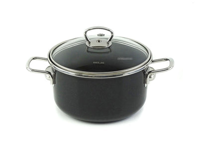 BELIS Stahl-Emaille Kochtopf PREMIUM 18 cm SCHWARZ