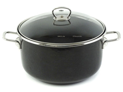 BELIS Stahl-Emaille Kochtopf PREMIUM 24 cm SCHWARZ