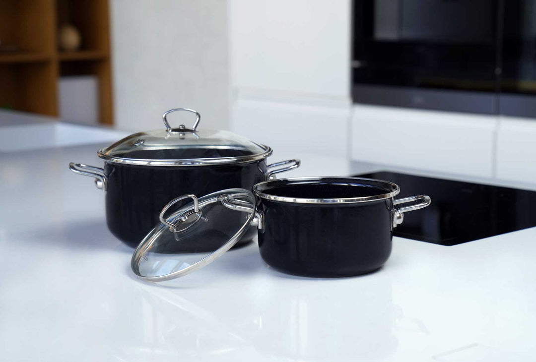 BELIS steel-enamel casserole PREMIUM 20 cm BLACK