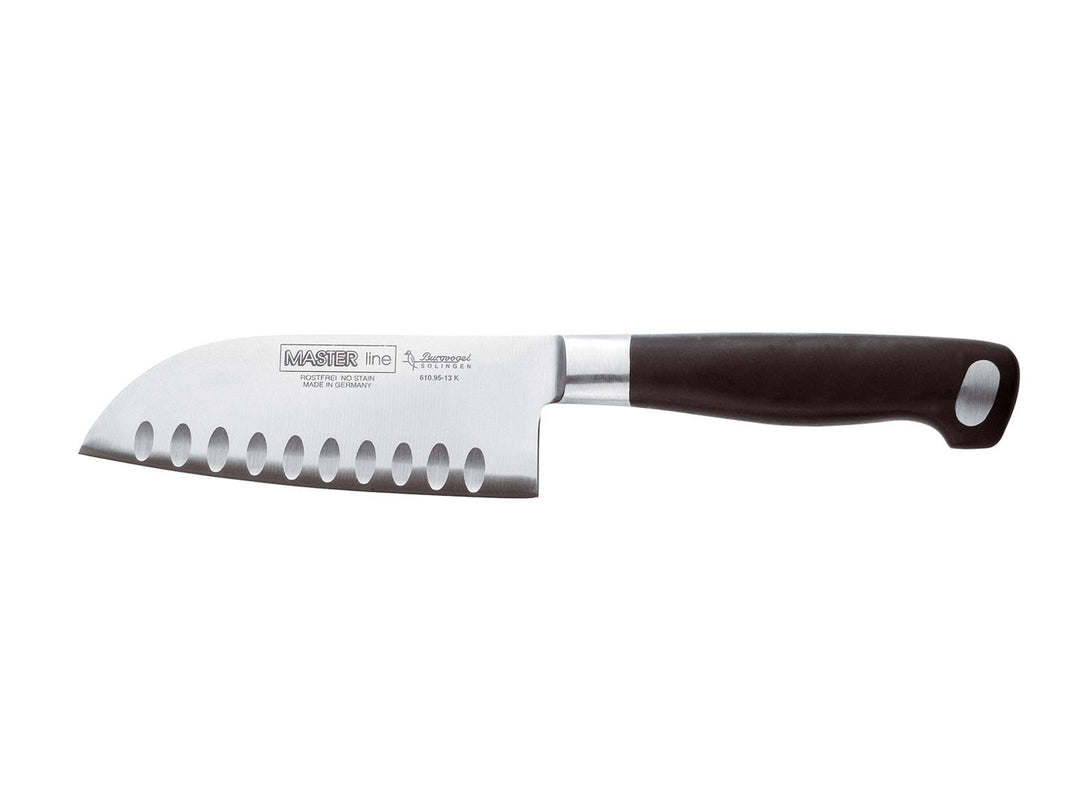 BURGVOGEL Solingen Santoku-Messer Kullenschliff MASTER LINE 13 cm geschmiedet Gravurplatte