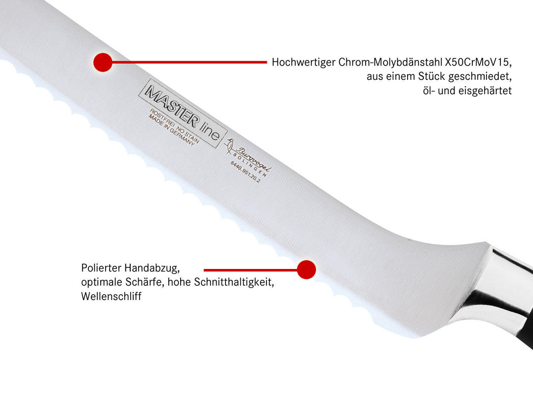 BURGVOGEL Solingen Brotmesser MASTER LINE 20 cm geschmiedet Gravurplatte