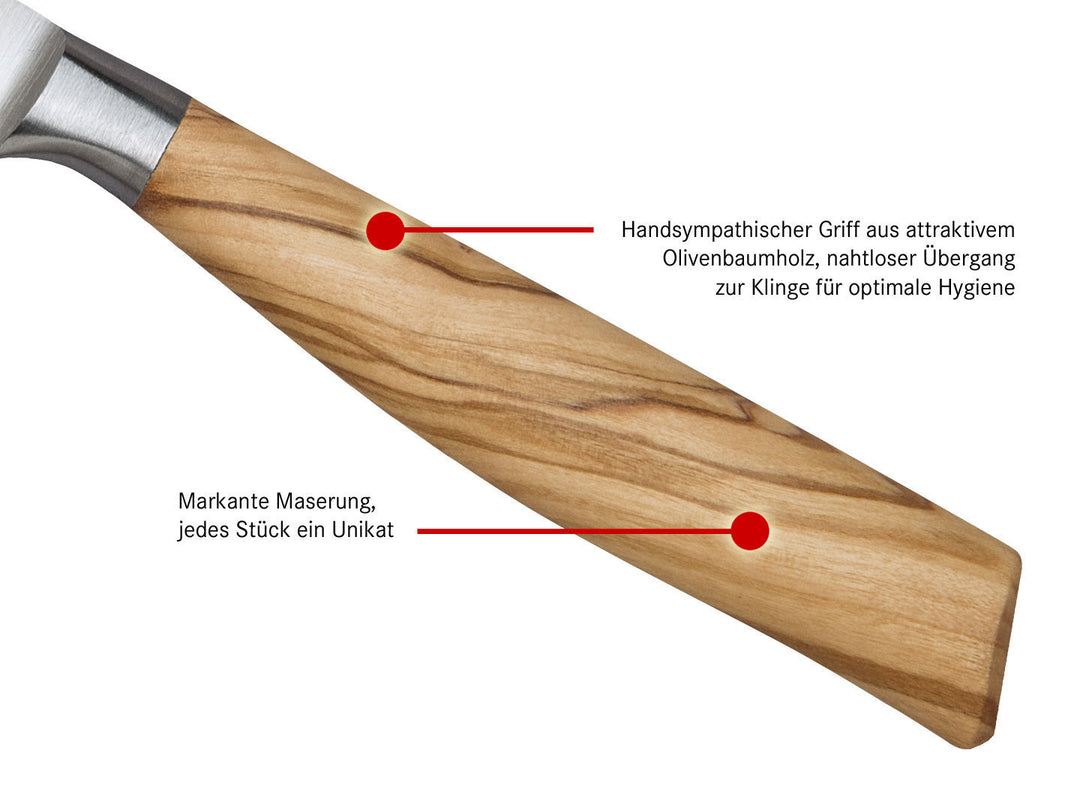 BURGVOGEL Solingen Brötchenmesser OLIVA LINE 13 cm geschmiedet Holzgriff