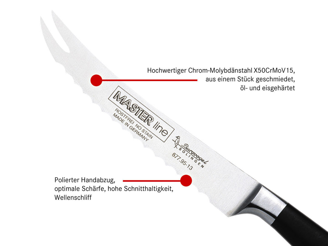 BURGVOGEL Solingen Tomatenmesser MASTER LINE 13 cm geschmiedet Gravurplatte