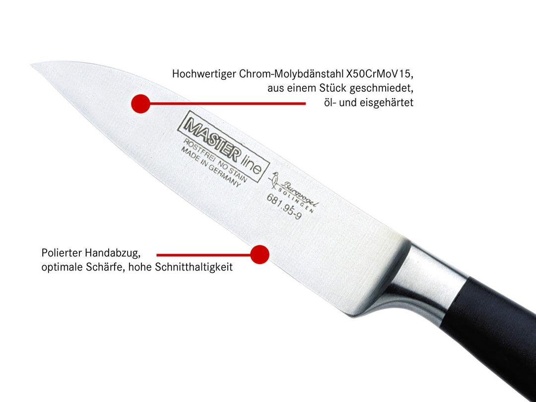 BURGVOGEL Solingen Küchenmesser MASTER LINE 9 cm geschmiedet Gravurplatte