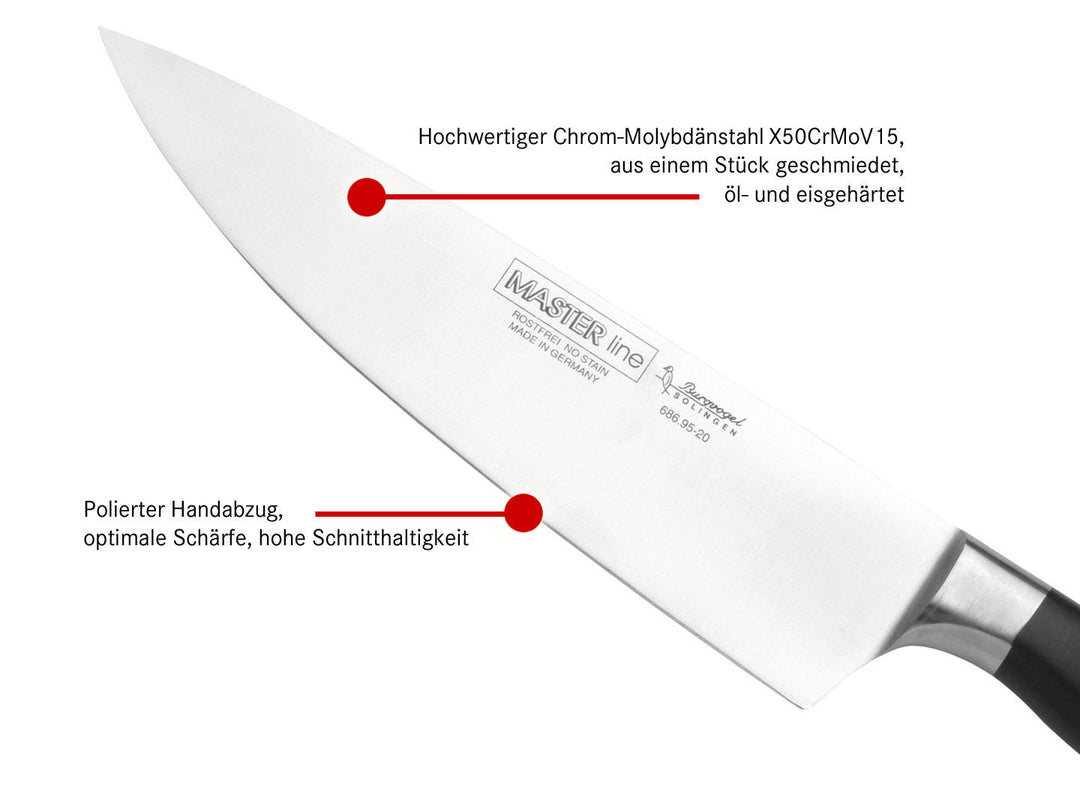 BURGVOGEL Solingen Kochmesser MASTER LINE 20 cm geschmiedet Gravurplatte