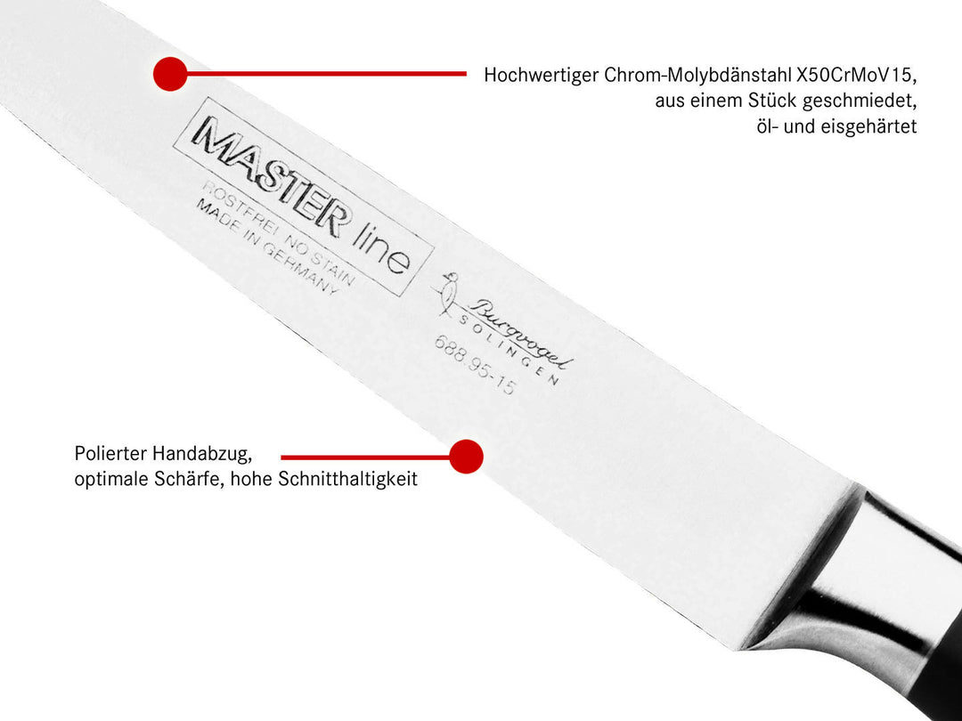 BURGVOGEL Solingen Filiermesser MASTER LINE 15 cm geschmiedet Gravurplatte