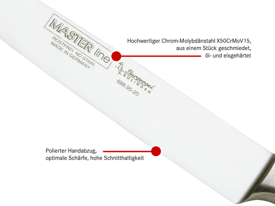 BURGVOGEL Solingen Schinkenmesser MASTER LINE 20 cm geschmiedet Gravurplatte