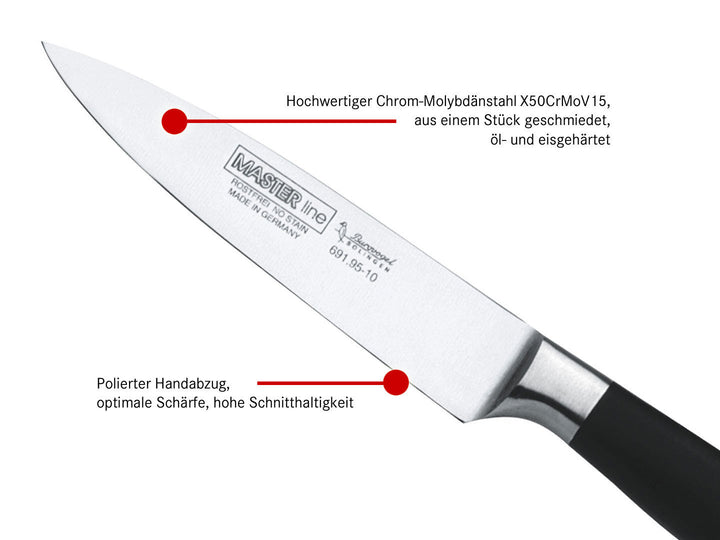 BURGVOGEL Solingen Spickmesser MASTER LINE 10 cm geschmiedet Gravurplatte