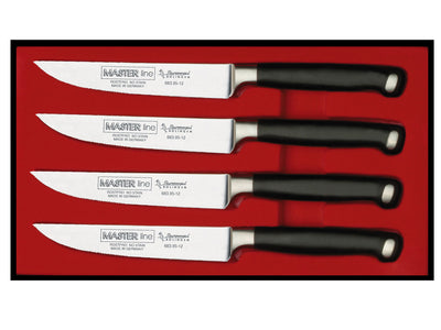 BURGVOGEL Solingen Steakmesser-Set MASTER LINE 4-tlg geschmiedet, im Geschenkkarton