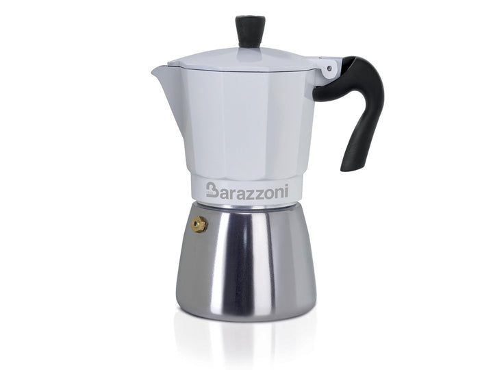 BARAZZONI Moka BIANCA IBRIDA Caffettiera 6 tazze induzione