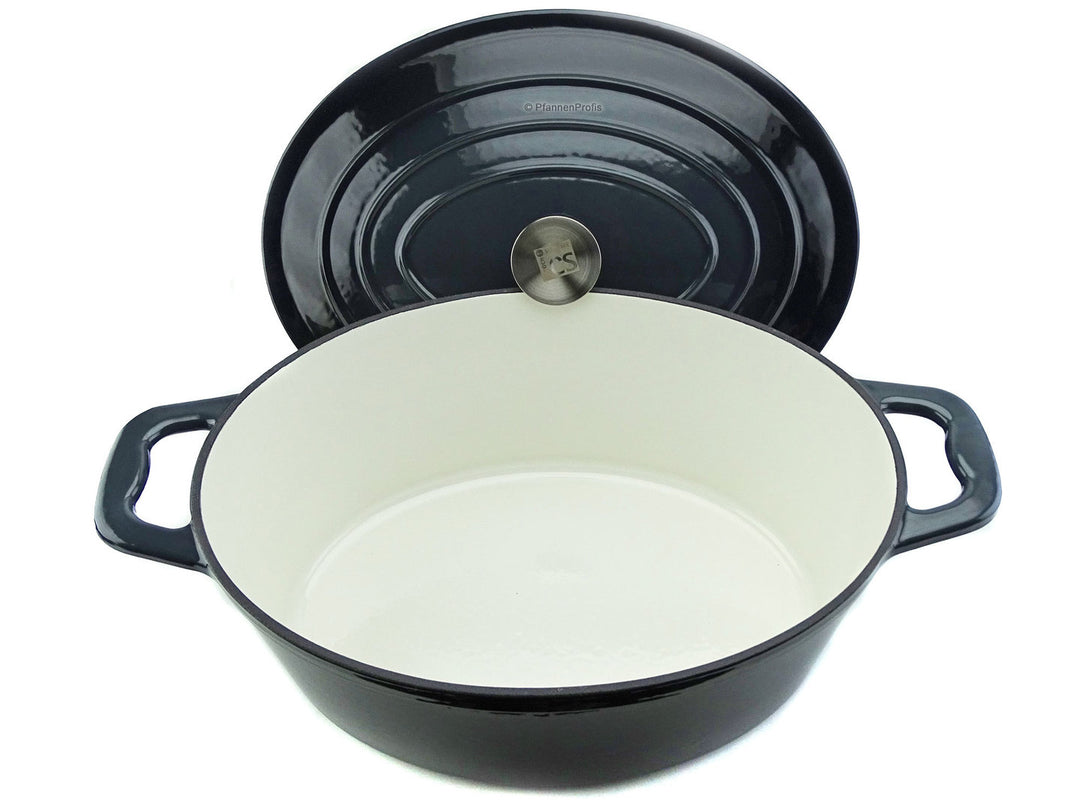 cast iron casserole oval black 35 cm large –