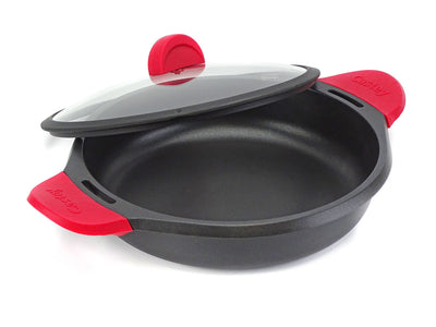 CASTEY Alu Guss Schmorkasserolle CLASSIC 28 cm Servierpfanne Silikon-Griffe Induktion