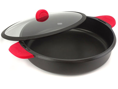 CASTEY XXL Alu Guss Schmorkasserolle CLASSIC 40 cm Servierpfanne Silikon-Griffe Induktion