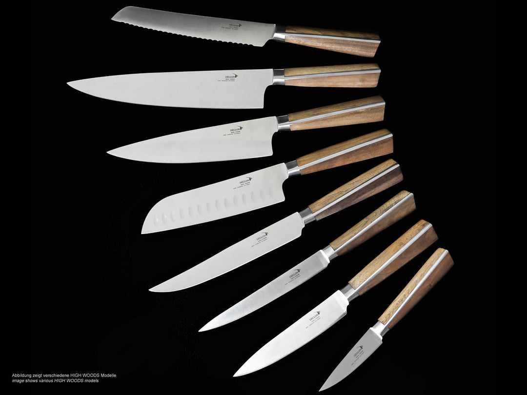 DÉGLON Küchenmesser HIGH WOODS 9 cm mit Holzgriff Weiß-Eiche + Walnuss