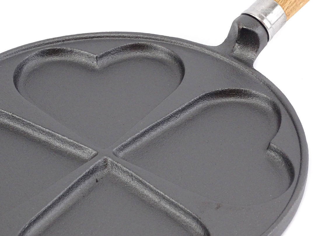 pancake pan heart shape cast iron pre-seasoned –