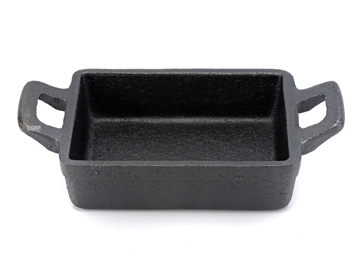 RONNEBY BRUK Gusseisen Mini Serviergeschirr RONDO 11x8 cm ECKIG schon eingebrannt