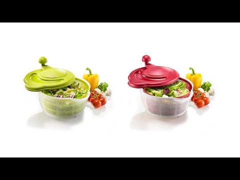 non-slip salad spinner dishwasher-safe red –