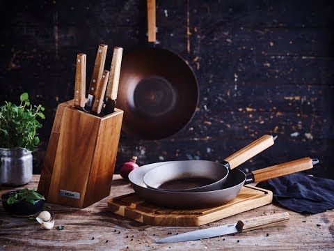 BEKA poêle wok en acier au carbone NOMAD avec manche en bois d'acacia